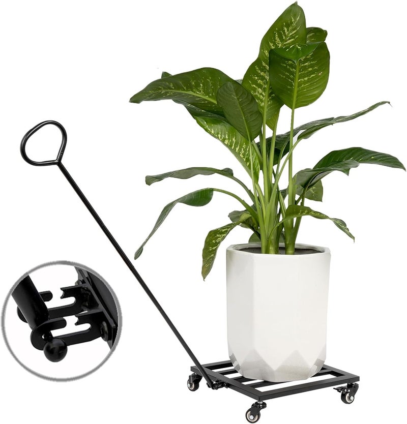 Goooxim Heavy Duty Plant Caddy with Wheels 12Inch - 200lb Weight Capacity - Steel Rolling Plant Stand for Indoor and Outdoor Use - Lockable Wheels - Black - Image 1